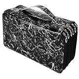 EternalCrafts Federmäppchen Große Kapazität Federmäppchen 360-Loch Schreibwarenbox mit ordentlichem gekräuseltem Design, bequemer glänzender Reißverschluss, Schwarz, mehrfarbig, 60_x_180_cm