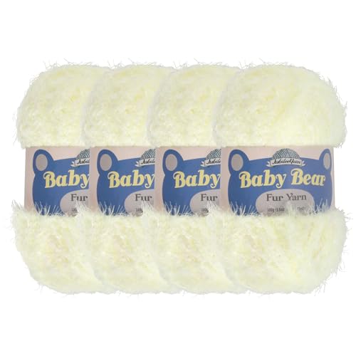 JubileeYarn Babybär-Garn, grobes Gewicht, Polyesterfell, 100 g/Knäuel, elfenbeinfarben, 4 Knäuel