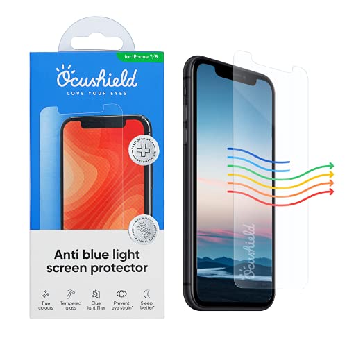 Ocushield Blaulichtfilter Folie für iPhone 7/ iPhone 8 – Panzerglas iPhone 7/8 mit Bluelight Sper-rung - Anerkanntes Medizinprodukt- Für einen besseren Schlaf