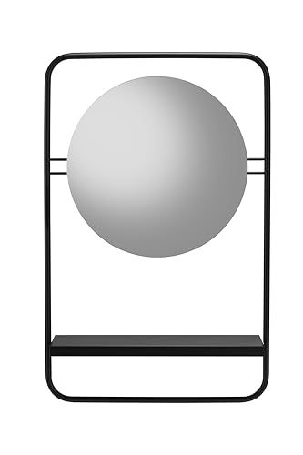 Croydex Furzton Runder Spiegel mit Ablage, mattschwarzer Stahl, gerahmt