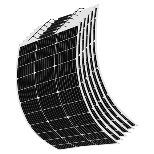 Solarpanel 600W Flexible Solarmodul 6 stücke 100W 12V Monokristallin Photovoltaik Solarzelle Outdoor Solar Ladegerät für Wohnmobile, Dächer, Wohnwagen, Boot,12 V Batterie und unebene Oberflächen(600W)