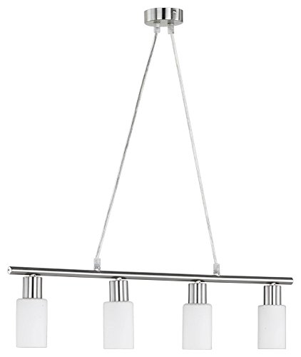 Licht-Erlebnisse Einfache Hängeleuchte in Nickel matt Weiß 4x E14 bis zu 40 Watt 230V aus Metall & Glas Küche Lampe Leuchten innen Beleuchtung