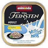 animonda Vom Feinsten Milkies Adult Katzenfutter, Nassfutter für Erwachsene Katzen, mit Huhn in Milchsauce, 32 x100 g