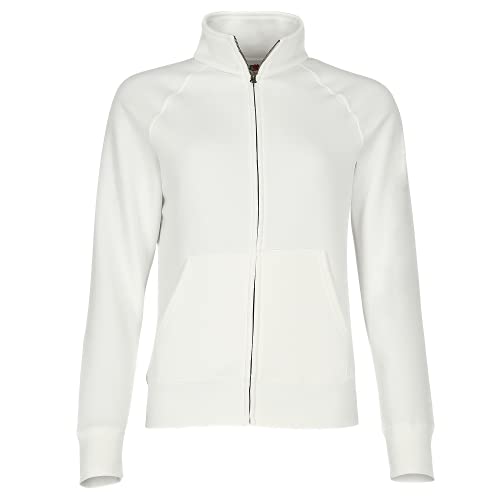 Fruit of the Loom Damen Lady-Fit Premium Sweat Jacket Sweatshirt, Weiß (White 000), XX-Large (Herstellergröße: 18)