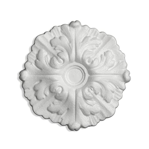 DECOSA Rosette Daphne, weiß, 6 Stück à Ø 22 cm - Stuckrosette aus Styropor - individualisierbare Deckenrosette