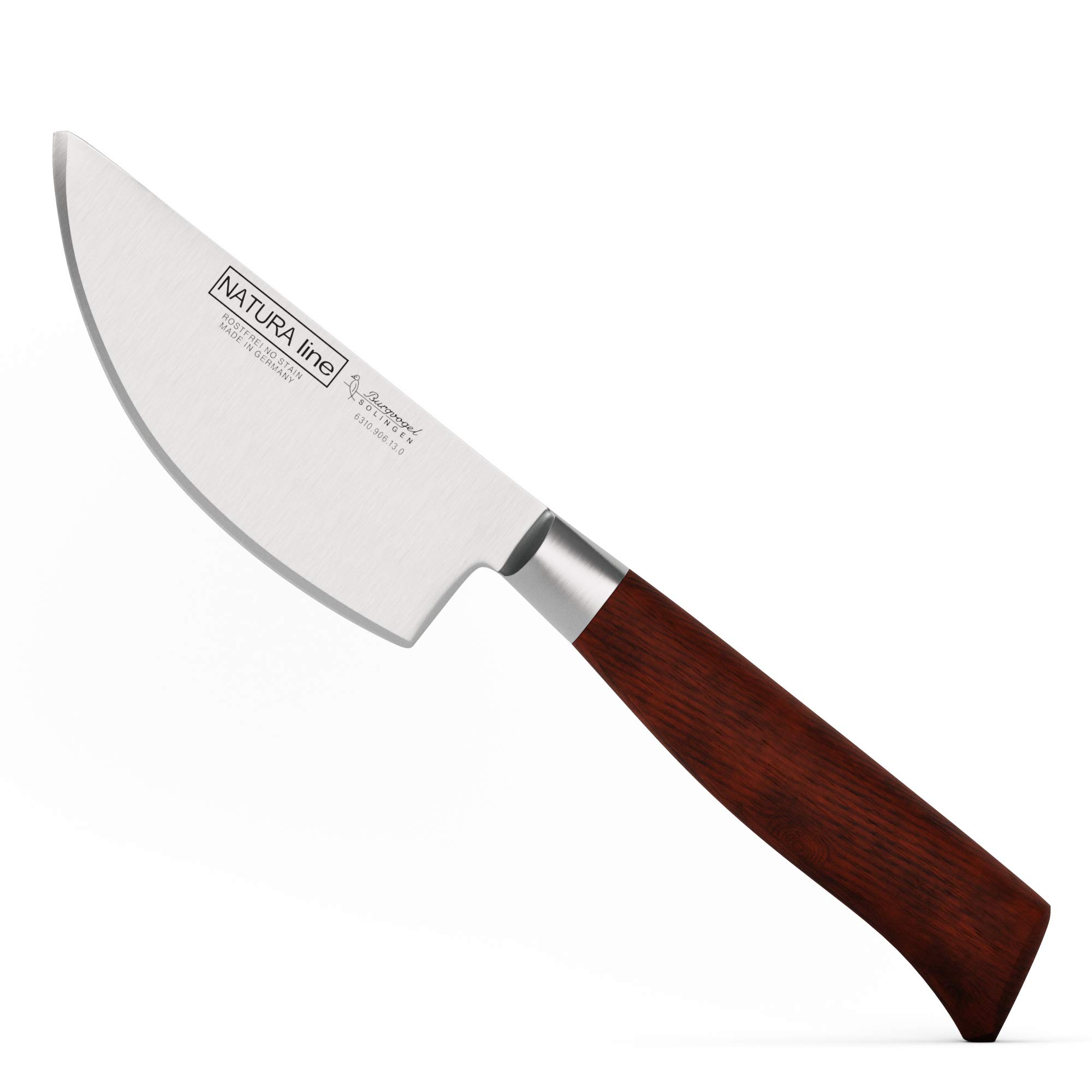 Burgvogel Solingen Natura Line, Kräutermesser Holzgriff, rot satiniert, geschmiedet, 13 cm, rostfrei, Made in Germany, braun, 6310.906.13.0