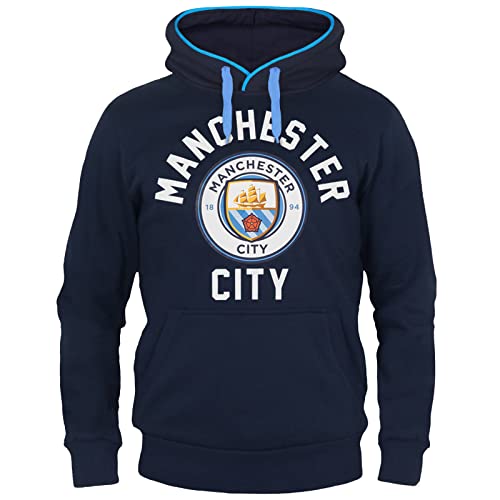 Kapuzenpulli, offizieller Fan-Pullover des FC Manchester City, Männergeschenk, aus Fleece Gr. M, marineblau