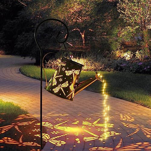 Solar Gießkanne Lichterkette Aussen, Solarlampen für Außen Garten LED Lichter,Vintage Lichterkette Aussen mit Halterung Libellen Shower Garten Leuchten Wasserdicht für Garden Terrasse Balkon Deko