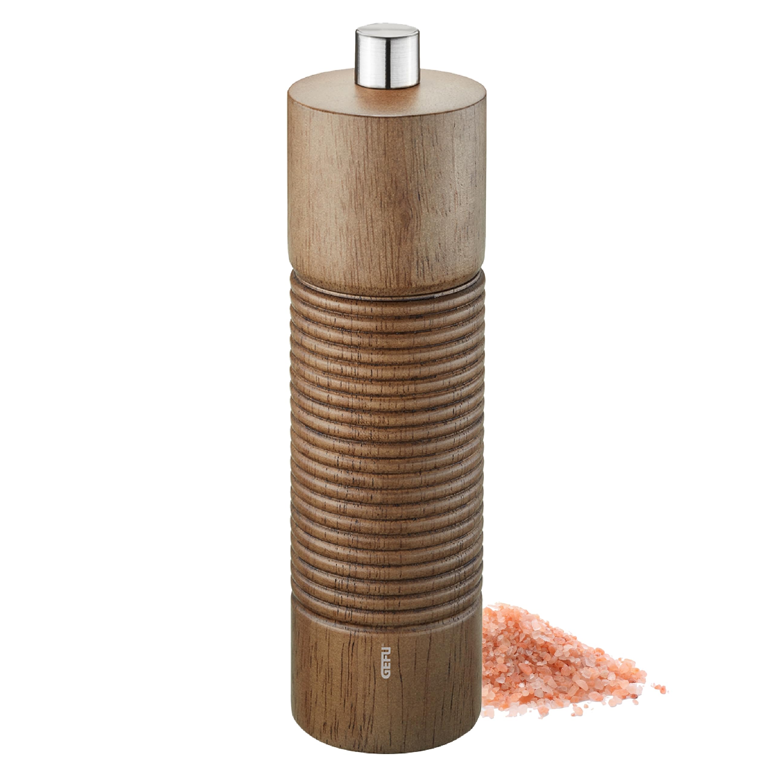 GEFU Salz- oder Pfeffermühle Tedoro - Manuelle Gewürzmühle - Unbefüllt - Verstellbares Keramikmahlwerk - Höhe 14 cm - Braun