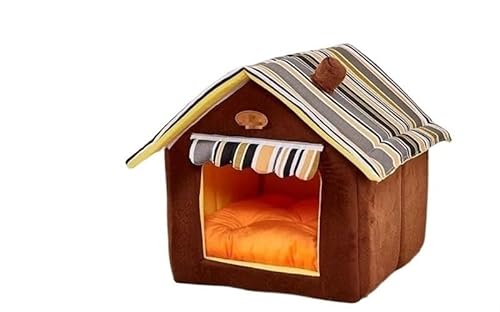 Warmes Hundehaus, Haustierbett, abnehmbar, for den Innenbereich, faltbar, Warmer Schlafsack, Hundehütte, Haustierprodukte, Heimdekoration, Zubehör (Color : Brown Dog House, Size : XL)