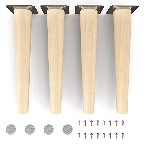 sossai® Holz-Möbelfüsse - Clif | Natur (unbehandelt) | Höhe: 25 cm | HMF1 | rund, konisch (gerade Ausführung) | Material: Massivholz (Buche) | für Stühle, Tische, Schränke etc.