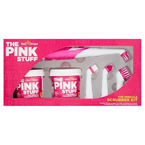 Stardrops - The Pink Stuff – The Miracle Scrubber Kit – 2 Dosen der Miracle Reinigungspaste mit elektrischem Schrubber und 4 Reinigungsbürstenköpfen