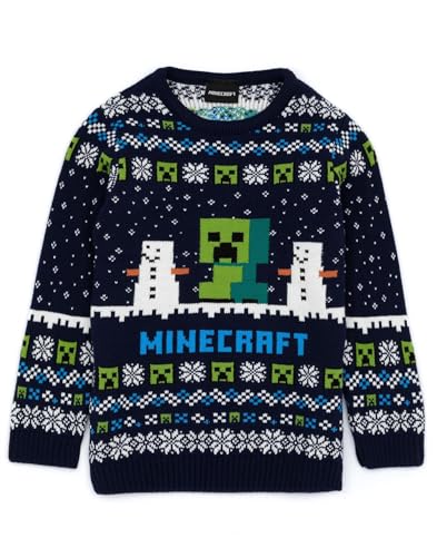 Vanilla Underground Minecraft Jumper Jungen & Mädchen Creeper Strick Langarm Kinder Weihnachts 5-6 Jahre