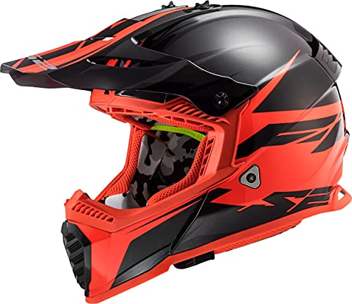 LS2 MX437 Fast Evo Roar Motocross Helm Schwarz Matt/Rot L (59/60)