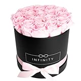 Infinity Flowerbox Large (Schwarz) - 18 echte Premiumrosen in Bridal Pink