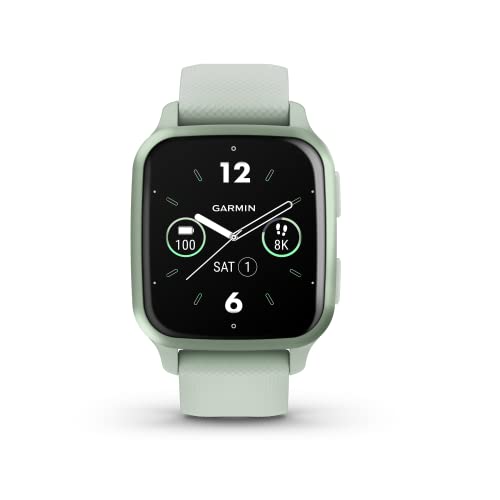Garmin Venu Sq 2 - GPS-Fitness-Smartwatch mit 1, 4" AMOLED Display, Schlafanalyse Sleep Score und über 25 Sport-Apps. 24/7 Gesundheitsdaten, Pay, bis zu 11 Tage Akkulaufzeit, 010-02701-12, Mint