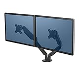 Fellowes Monitor Halterung 2 Monitore bis je 32 Zoll (81,28 cm) - Platinum Series Monitor Arm mit Gasfeder, USB Ports, Befestigung mit Klemme oder Kabeldurchlass - schwarz