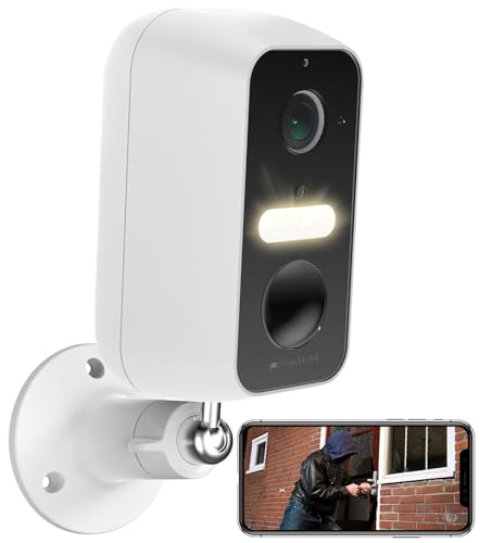 VisorTech Elesion Kamera: Akku-Outdoor-IP-Überwachungskamera mit 2K-Auflösung, WLAN, App, IP65 (IP HD Überwachungskamera, Überwachungskamera außen kabellos)