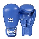 Wesing Boxhandschuhe, Aiba geprüft, Leder - blau - 340,2 g (12 oz)