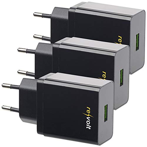reVolt Ladegerät USB: 3er-Set 230-V-USB-Netzteil, Quick Charge 3.0, 3,6-12 V, max. 19,5 W (Quickcharge-Netzteil)