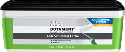 Botament AS3 Anti Schimmel Farbe - Weiß matt, Hoch feuchtigkeitsbeständig und hoch schimmelresistent, gebrauchsfertig (2,5 Liter)