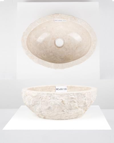 40 cm rundes Marmor Waschbecken in creme von WOHNFREUDEN - Mit Unikatauswahl