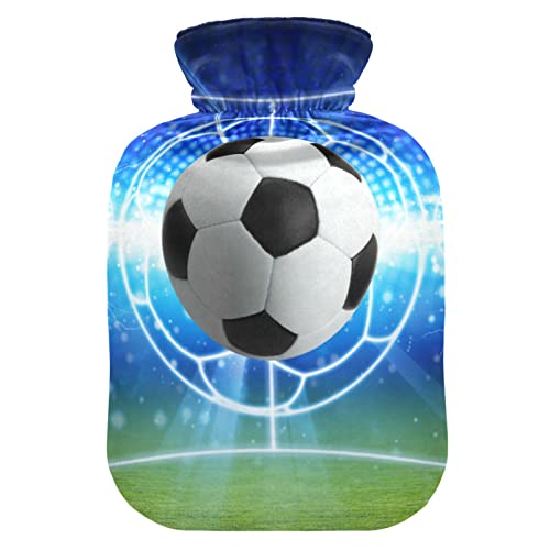 YOUJUNER Wärmflasche mit Galaxy Sport Ball Fußball Abdeckung 2 Liter Große Wärmflasche Warm Komfort Handfüße Wärmer