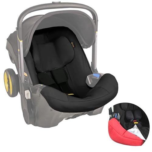 UKJE Schützende Autositz-Kinderwagen-Abdeckung Kompatibel mit Doona Autositz - Baumwollbezug, Babyschalen-Einlage - Zubehör für Neugeborene Babyschale - Einfache Installation (Schwarz)