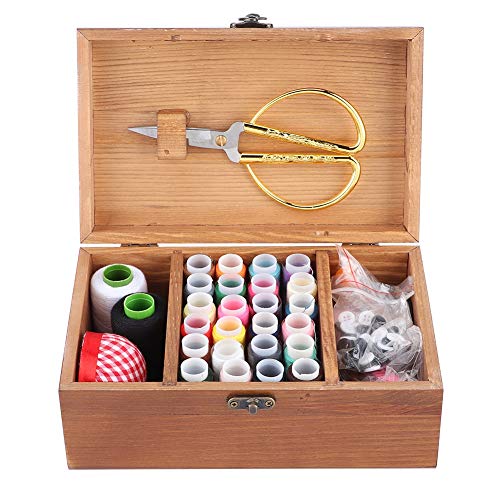 Nähkasten, Haushalt Vintage Holz Nähkasten Nadelfaden Aufbewahrungskoffer Organizer DIY Nähwerkzeuge(Taraxacum Pattern Sewing Kit Box)