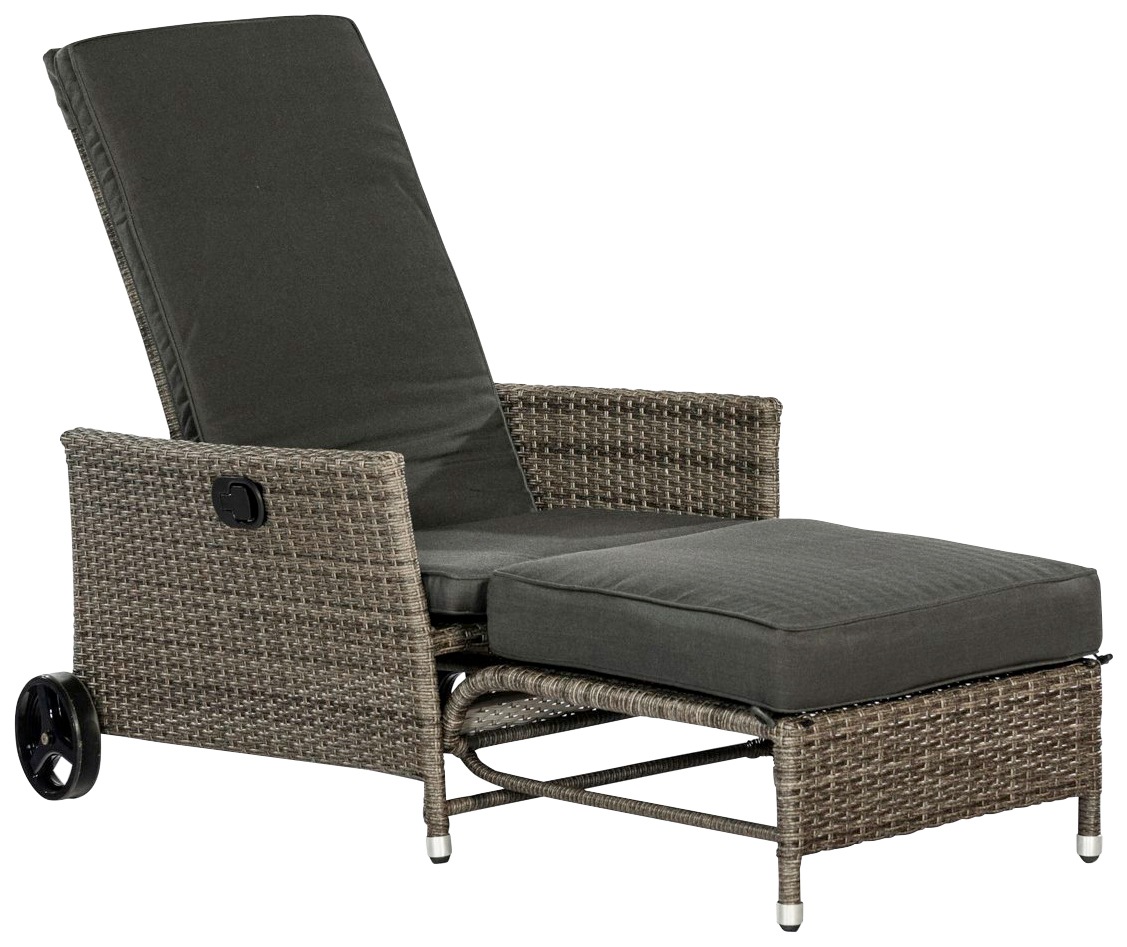 MERXX Gartensessel Komfort Deckchair, (4-tlg.), Stahl/Kunststoff, inkl. Auflagen