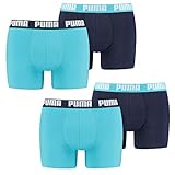 PUMA 4 er Pack Boxer Boxershorts Men Herren Unterhose Pant Unterwäsche, Farbe:796 - Aqua/Blue, Bekleidungsgröße:L
