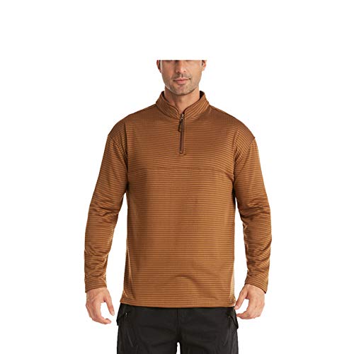 Herren Unterhemd Sweatshirt Pullover Langarm Reißverschluss Hals Sweater Casual Arbeit Pullover Sport Running Top Khaki-XXXL
