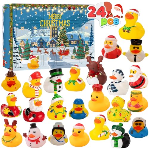 Gummi-Enten Adventskalender 2024 Mini Weihnacht Adventskalender Halloween-Countdown-Kalender Weihnachts-Party Gunst Geschenke für Kinder (A)