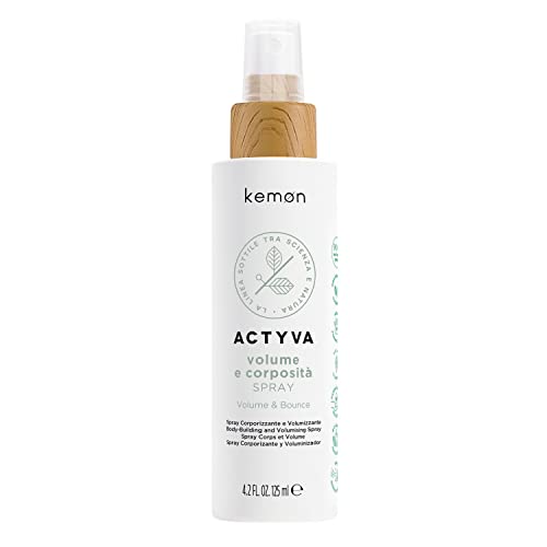 Kemon - Actyva Volumen und Körper Bodyfying Spray, Entwirrende und körperliche Wirkung, mit Leinsamen, antistatische Wirkung, silikonfrei - 125 ml