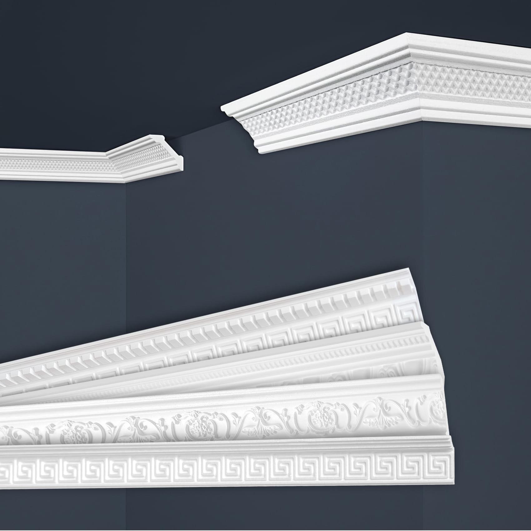 Marbet Deckenleisten weiß Sparpaket aus Styropor EPS - Stuckleisten gemustert, im traditionellen Design - (20 Meter B-03) Stuck Eckleiste Winkelleiste Wand