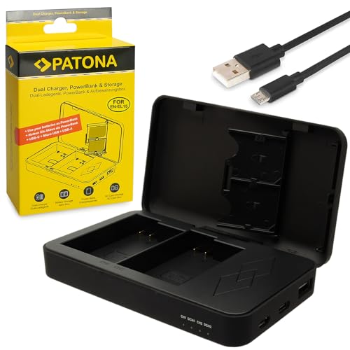 PATONA Dual Ladegerät mit Powerbank Funktion und Speicherkarten Aufbewahrung Kompatibel mit Nikon EN-EL15 Akkus