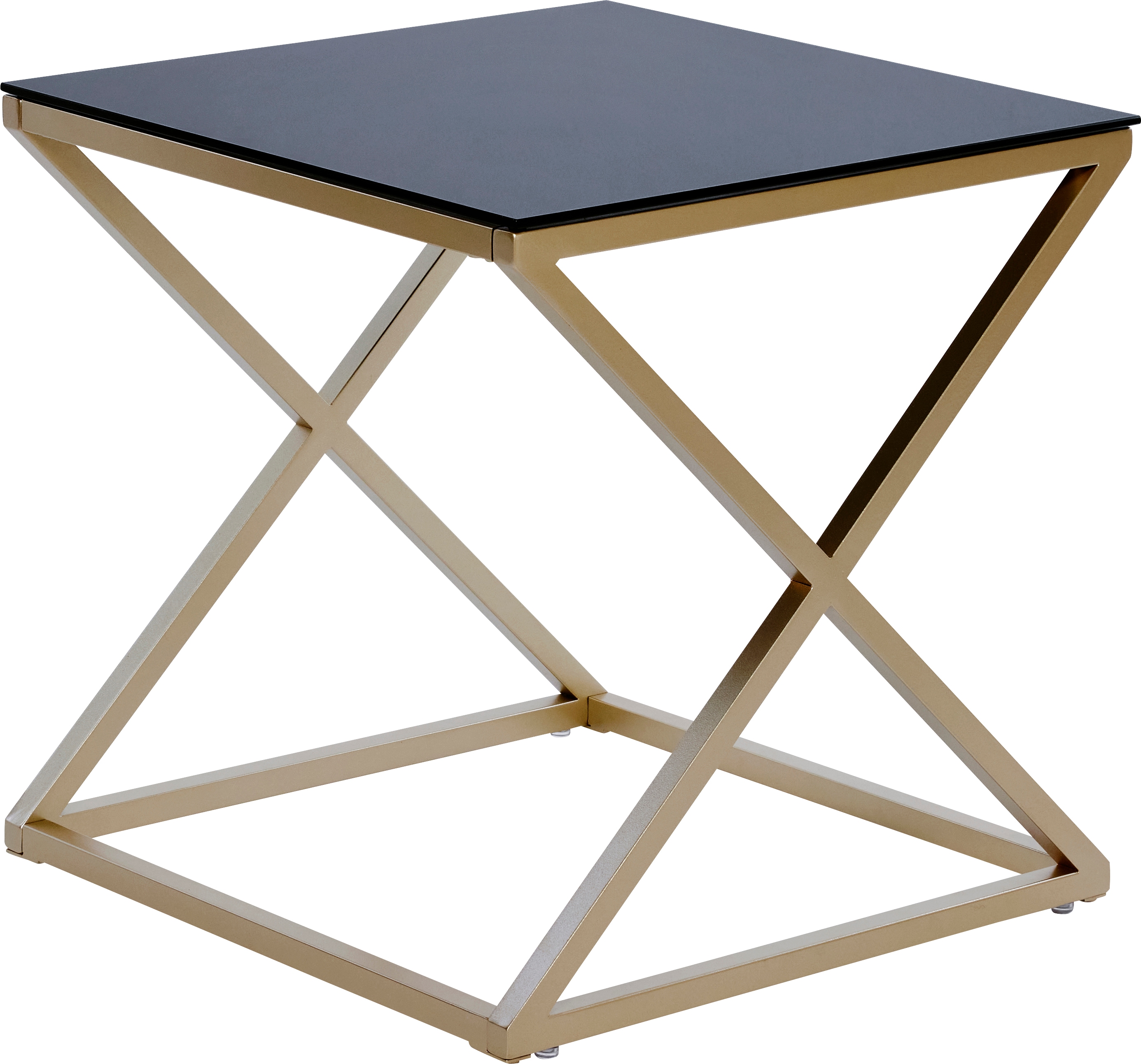 Jahnke Beistelltisch "XTRA BY SIDE", (1 St.), Nachttisch/Beistelltisch in Gold-Look, aus Sicherheitsglas gefertigt