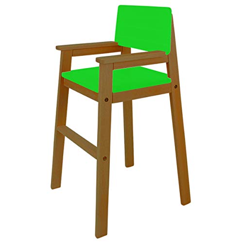 Kinderstuhl Hochstuhl Massivholz Buche Farbe Teak/Grün Treppenhochstuhl Buche für Esstisch, Kinderhochstuhl für Kinder, stabil & pflegeleicht viele Farben möglich
