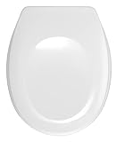 WENKO WC-Sitz Bergamo Weiß - Antibakterieller Toilettensitz, verstellbare, rostfreie Edelstahlbefestigung, Duroplast, 35 x 44.4 cm, Weiß