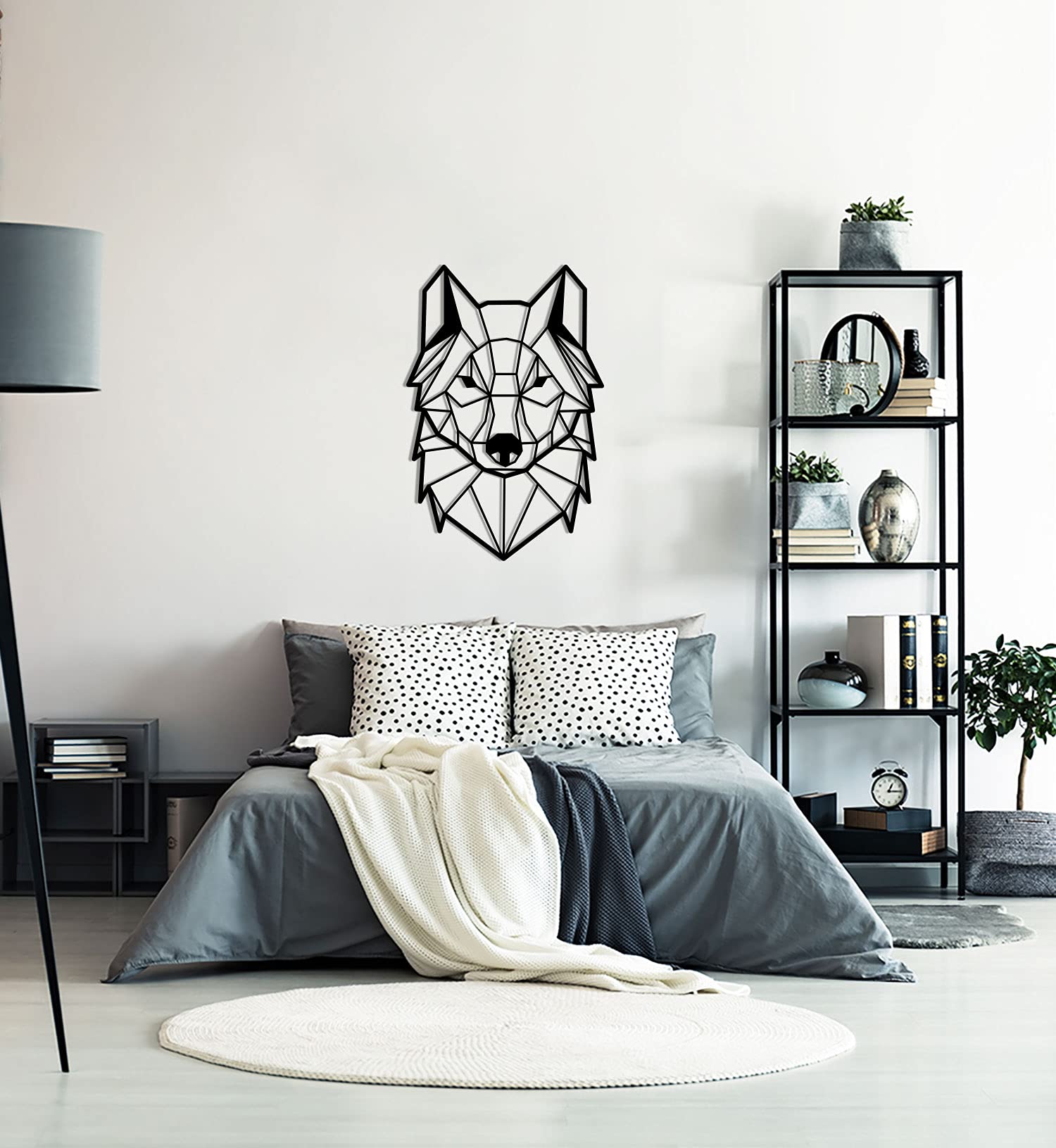 MyMaxxi | Wolf Wand Deko Wolf schwarz 56x85 cm | geometrische Wanddekoration für Wohnzimmer und Schlafzimmer | Polygon Wall Art hängend | Aesthetic Decoration Wandbild Dog Forest Animal