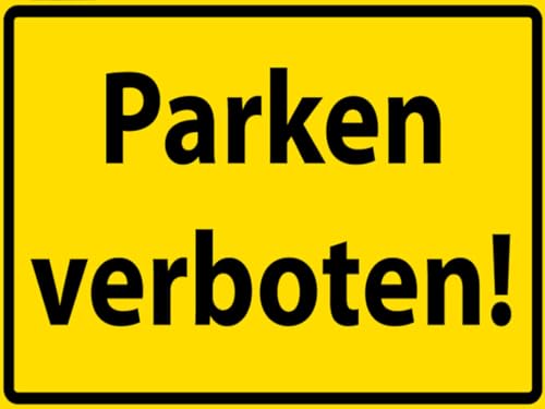 mrdeco Metall Schild 30x40cm gewölbt Parken Verboten gelb Blechschild