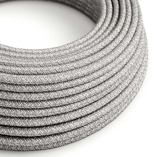 creative cables Textilkabel rund, leinen grau, RN02-10 Meter, 2x0.75