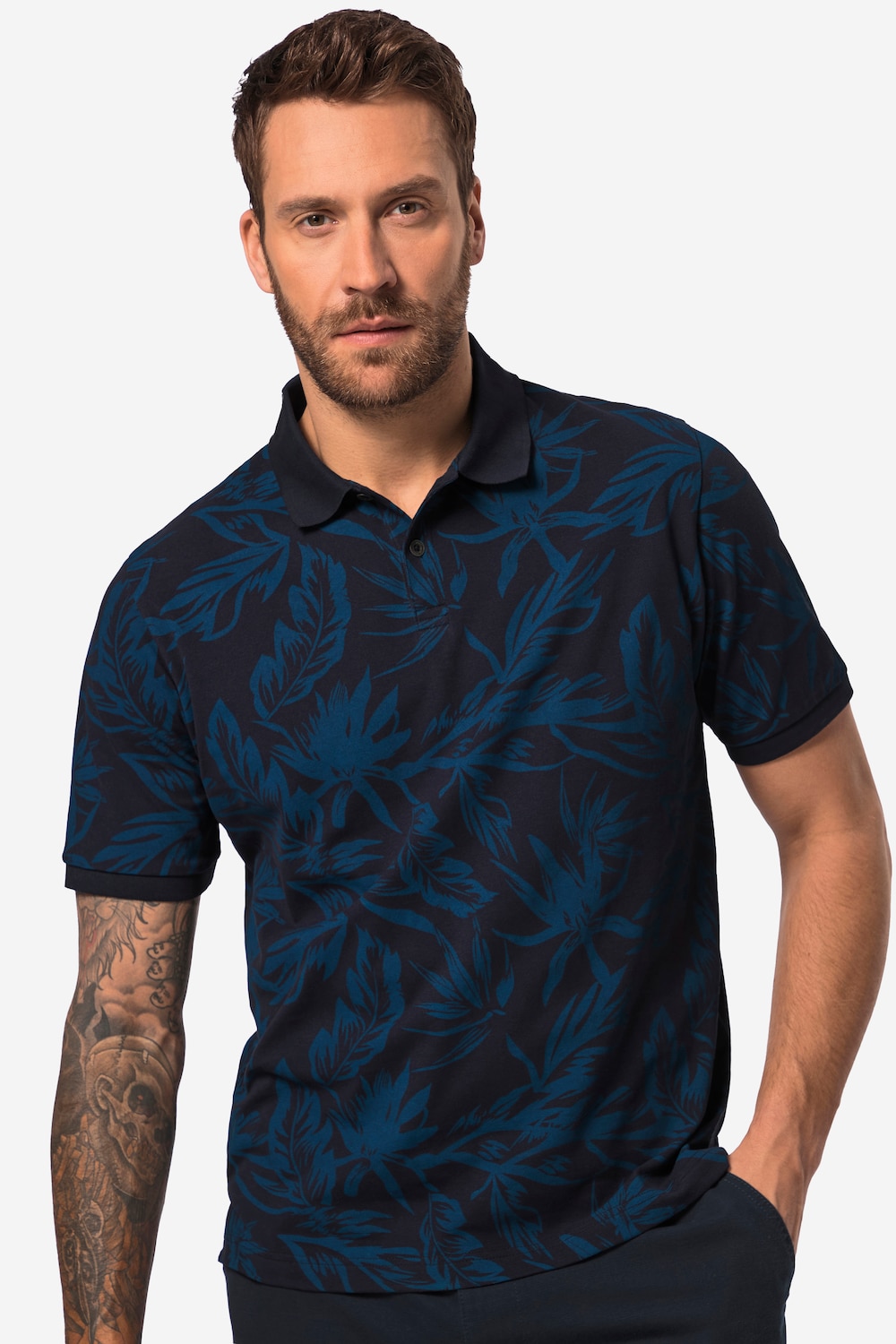 Große Größen JP1880 Polo-Shirt, Herren, blau, Größe: 5XL, Baumwolle, JP1880