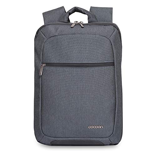 Cocoon SLIM - Laptop Rucksack mit besonderem Organisationssystem / Praktischer Backpack für Laptops / Daypack / Rucksack für Tablet, Laptop / 2 Reißverschlussfächer / Grau - 10" Zoll & 15,6" Zoll