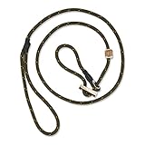 Romneys Hundeleine mit Halsband 6mm | Moxonleine Retrieverleine Agilityleine | Mit Zugbegrenzung, Zugstopp aus Hirschhorn (Oliv/Grün, 100 cm)