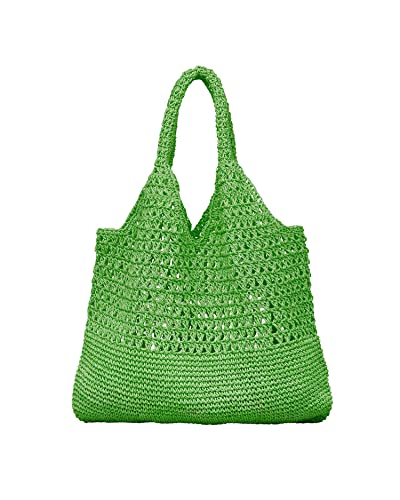 Becksöndergaard Tasche Damen - Vanessa Rialta Tasche in Grün (Parrot Green) - Schultertasche/Shopper gehäkelt aus 100% Stroh - L:40 x B:54 cm