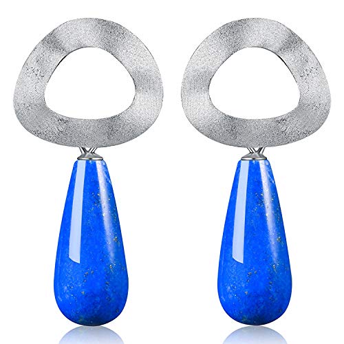 Lotus Fun S925 Sterling Silber Ohrringe Minimalistischer Stil Ungleichmäßig Geometrische Figur Ohrringe Natürlicher Edelstein Persönlichkeit Temperament Handgemacht Schmuck für Frauen
