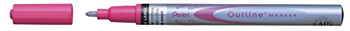 Pentel Outline Marker (2-farbiger Bastelstift) 12 Stück silber-/pinkfarben