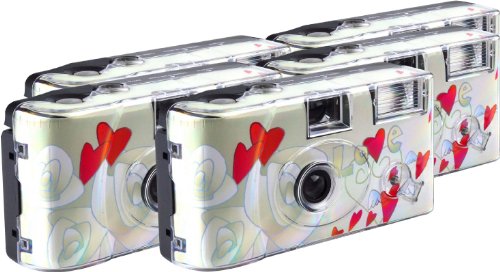 TopShot Flying Hearts Einwegkamera / Hochzeitskamera (27 Fotos, Blitz, 5-er Pack)