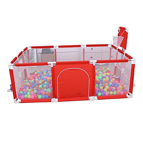 Spielpen für Baby und Kleinkinder, Faltbare tragbare zusammengebaute Sicherheit leichte mesh kinderspiele kriechende Zaun für Innen- und Außen-, Safe und Secure, 2021/6/29 (Color : Red)